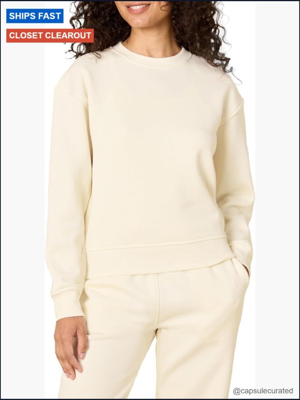Relaxed Fit Boxy Drop Shoulder Crewneck Sweatshirt